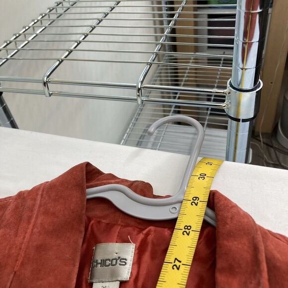 Chico's Women's Red Suede Leather Jacket Size 2 Large Western Boho Hippie Eyelet - Picture 3 of 11